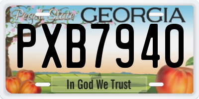 GA license plate PXB7940