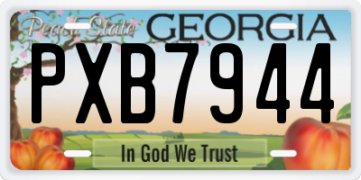 GA license plate PXB7944