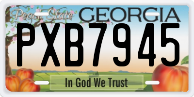 GA license plate PXB7945