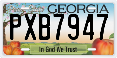 GA license plate PXB7947