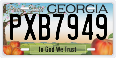 GA license plate PXB7949