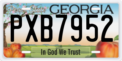 GA license plate PXB7952