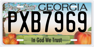 GA license plate PXB7969
