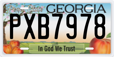 GA license plate PXB7978
