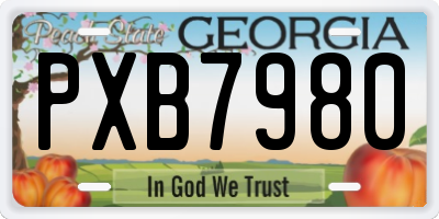 GA license plate PXB7980
