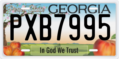 GA license plate PXB7995