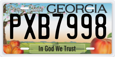 GA license plate PXB7998