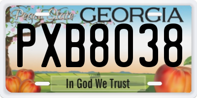 GA license plate PXB8038