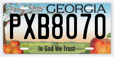 GA license plate PXB8070