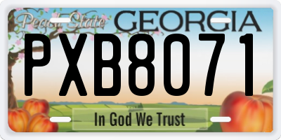 GA license plate PXB8071