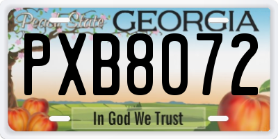 GA license plate PXB8072