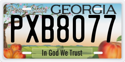 GA license plate PXB8077
