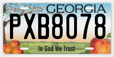 GA license plate PXB8078
