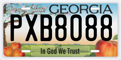 GA license plate PXB8088