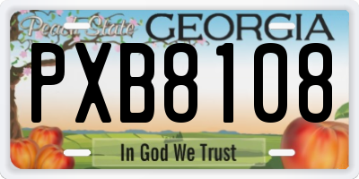 GA license plate PXB8108