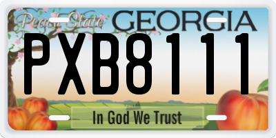 GA license plate PXB8111