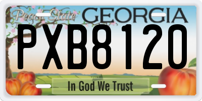 GA license plate PXB8120