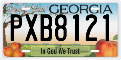 GA license plate PXB8121