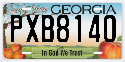 GA license plate PXB8140