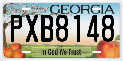 GA license plate PXB8148