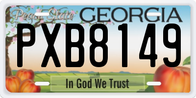 GA license plate PXB8149