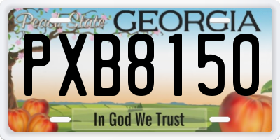 GA license plate PXB8150