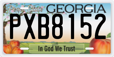 GA license plate PXB8152