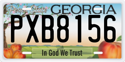 GA license plate PXB8156