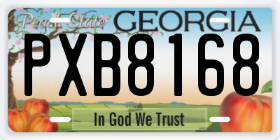 GA license plate PXB8168