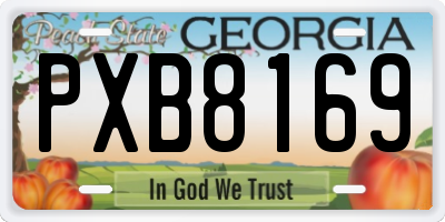 GA license plate PXB8169