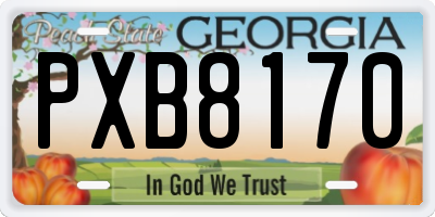 GA license plate PXB8170