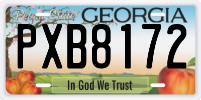 GA license plate PXB8172