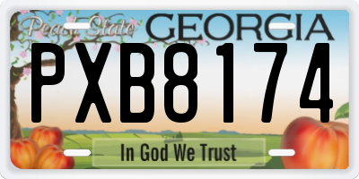 GA license plate PXB8174