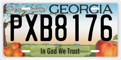 GA license plate PXB8176