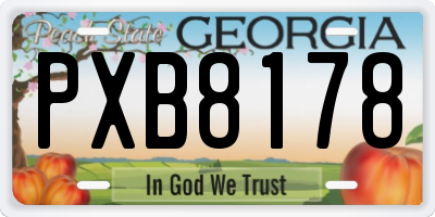 GA license plate PXB8178