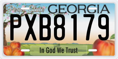 GA license plate PXB8179