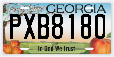 GA license plate PXB8180