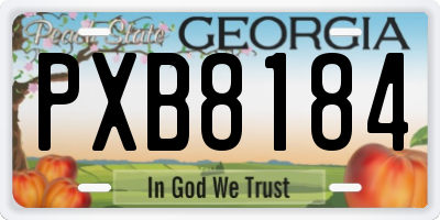 GA license plate PXB8184