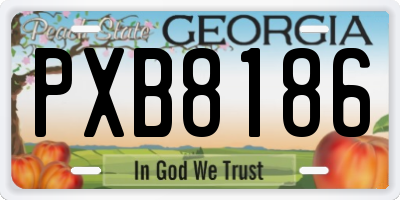 GA license plate PXB8186