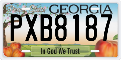 GA license plate PXB8187