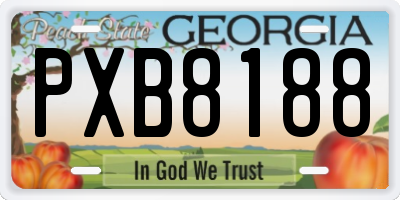 GA license plate PXB8188