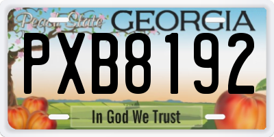 GA license plate PXB8192