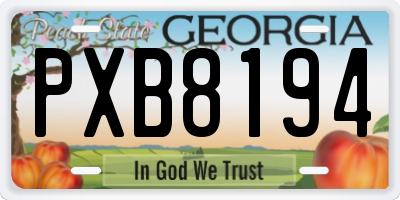 GA license plate PXB8194
