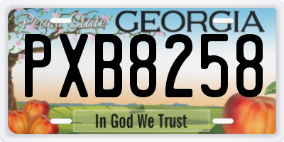 GA license plate PXB8258
