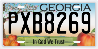 GA license plate PXB8269