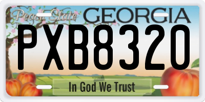 GA license plate PXB8320