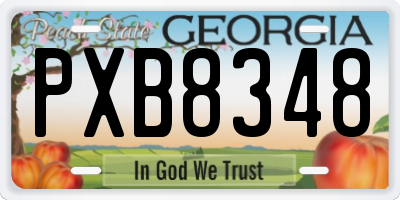 GA license plate PXB8348