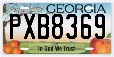 GA license plate PXB8369