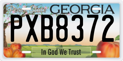 GA license plate PXB8372