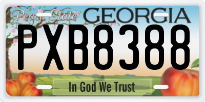 GA license plate PXB8388
